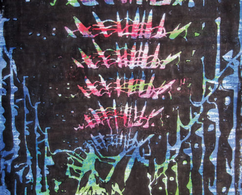 Manja Barthel, Teilstückgasse, 2016, Linoldruck auf Holzdruck, 42 x 29,7 cm