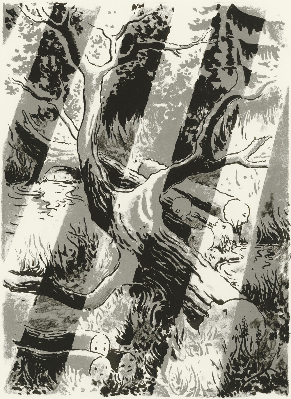 Tilo Baumgärtel, Holzfällen, 2016, Lithografie, 47 x 32 cm