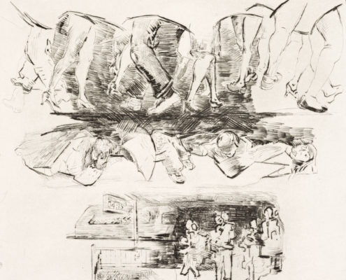 Axel H. Bertram, Passage-Vieruhrfünfzehn, 2015, Kaltnadelradierung, 29,5 x 29,5 cm