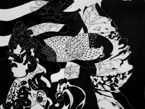 Gerda Böhme, Kommunikationsstruktur, 2016, Linolschnitt, 85,5 x 120 cm