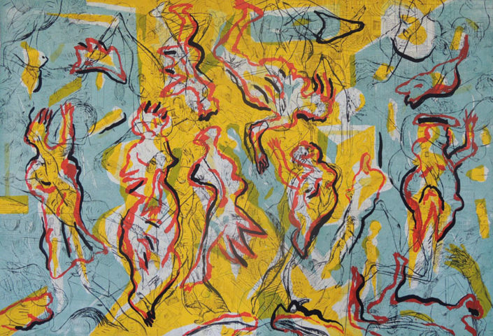 Andreas Dress, Große Öffnung, 2015, Farbradierung/Farbserigrafie, 69 x 99 cm
