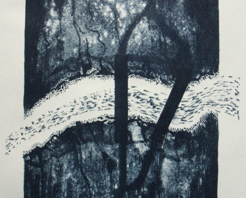 Ola Eibl, Flussbrücken, 2016, Lithografie, 25,5 x 34 cm