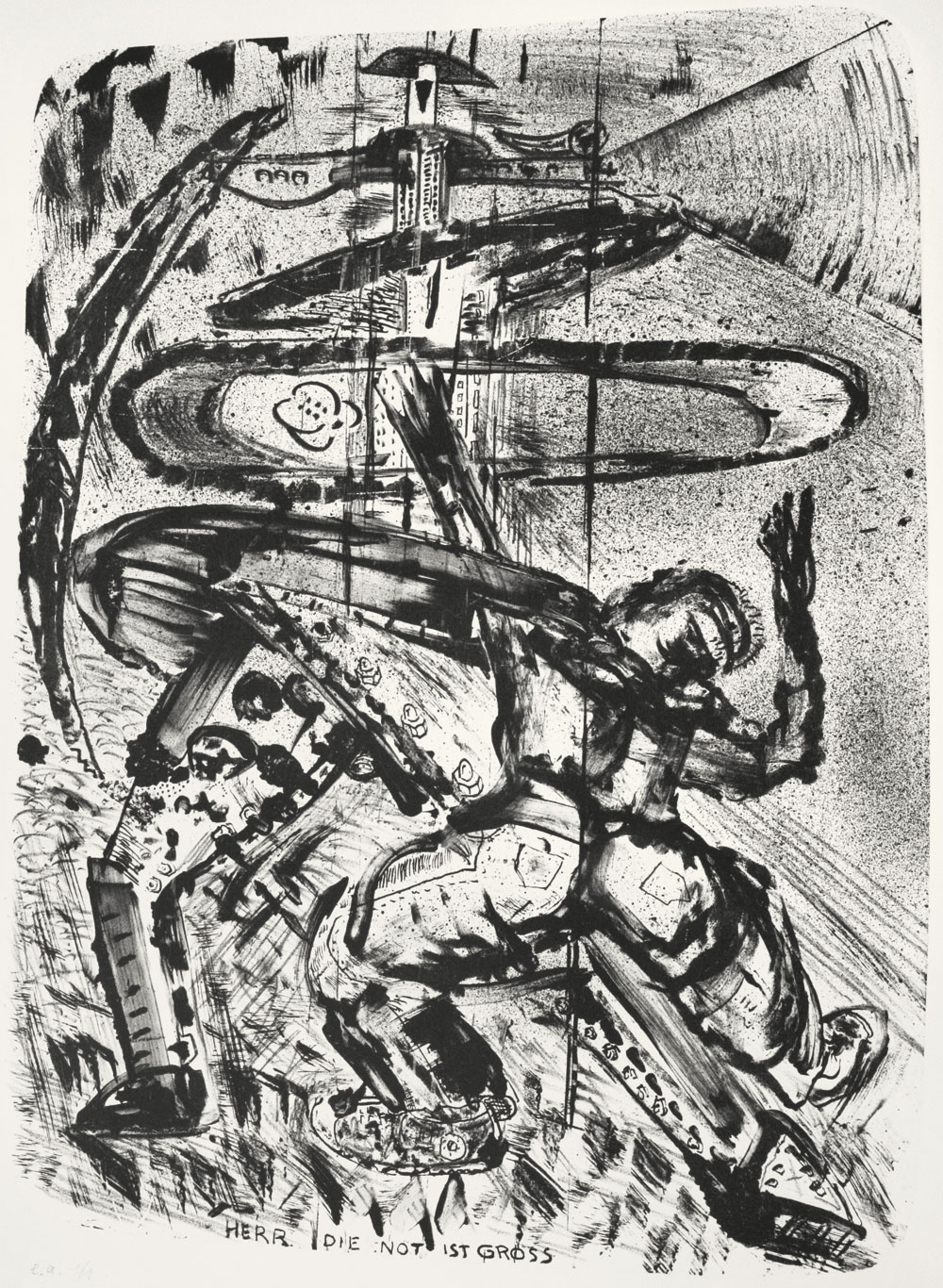 Sighard Gille, Herr, die Not ist groß, 2015, Lithografie, 31 x 42 cm