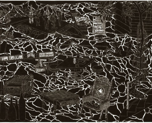 Gabriela Jolowicz, Little Seapiece, 2016, Holzschnitt, 48 x 68 cm