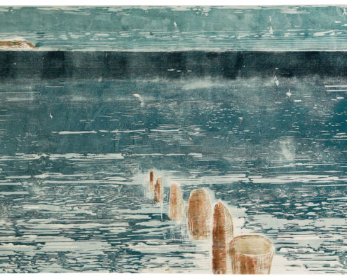 Mandy Kunze, Flow, 2016, Farbholzschnitt/Handabzug auf Japanpapier, 100 x 200 cm