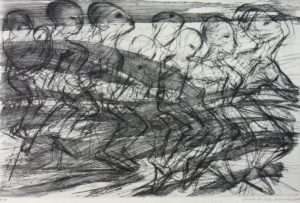 Mechthild Mansel, Passage, 2016, Kaltnadel/White-ground-Ätzradierung, 32 x 50 cm