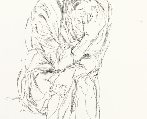 Reinhard Minkewitz, Ohne zurückzukehren, 2016, Lithografie, Steinritzung, 43 x 31 cm
