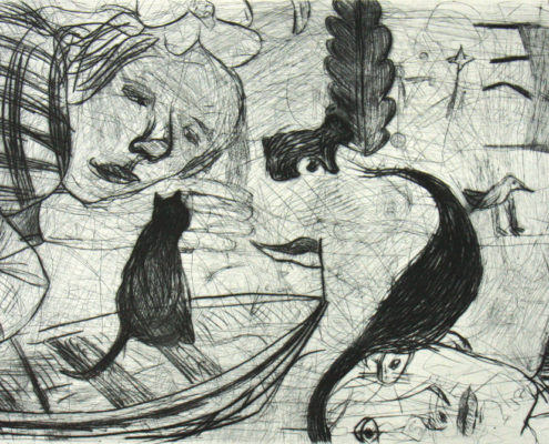 Heike Wadewitz, Traum, 2016, Kaltnadel, 24 x 35,5 cm