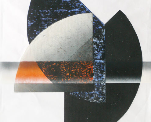 Susanne Werdin, 4 + 2 x 6 Sechzehntel mit Horizontale und Orange, 2016, Farbholzschnitt, 100 x 70 cm
