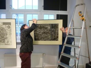 Aufbau der 34. Leipziger Grafikbörse im Museum für Druckkunst Leipzig