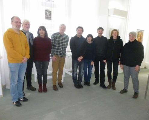 Aufbauteam der 37. Leipziger Grafikbörse »Turbulenzen« im GRAFIKMUSEUM STIFTUNG SCHREINER in Bad Steben