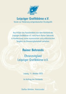 Ehrenurkunde für Rainer Behrends